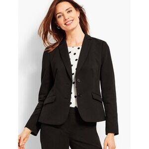 Talbots Black Cotton Blend Stretch‎ Two Button Blazer Jacket - Size 10P